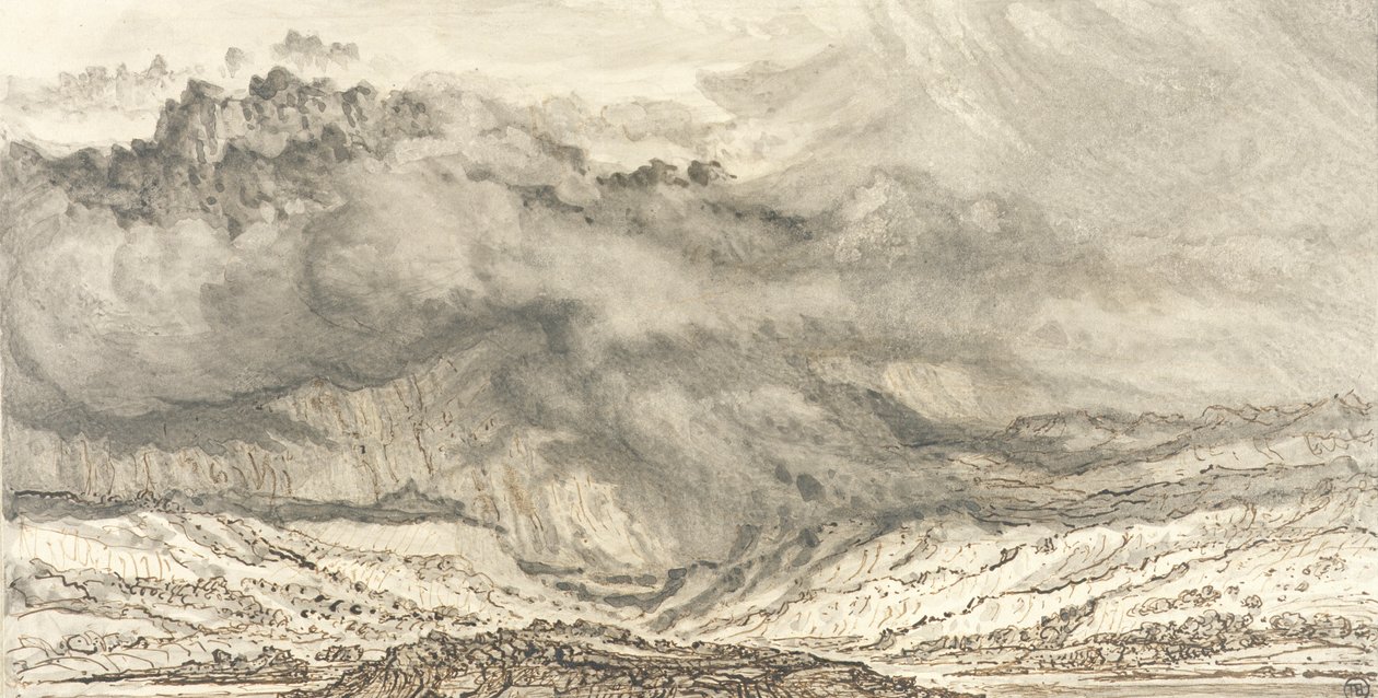 Snowdon, Yaklaşan Fırtına, 1853 (kağıt üzerinde kalem ve gri yıkama) by James Ward