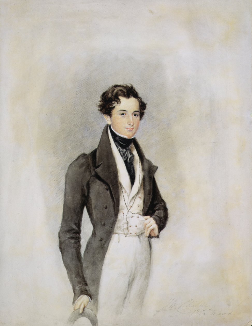 Zarif Bir Beyefendinin Portresi, c.1825 (kağıt üzerinde wc) by James Warren Childe