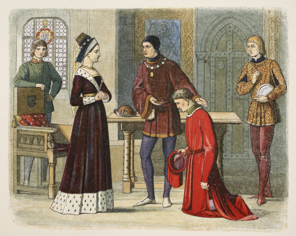 Warwick Kontu, Kraliçe Margaret'e, 1470 tarihli A Chronicle of England M.Ö. 55'ten MS 1485'e kadar, pub. Londra, 1863 by James William Edmund Doyle