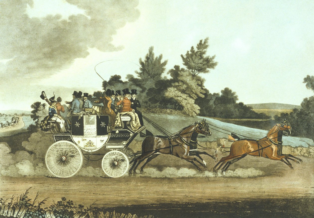 Sahne Antrenörü ve Görüş Alanındaki Muhalefet Antrenörü (renkli taş) by James (after) Pollard