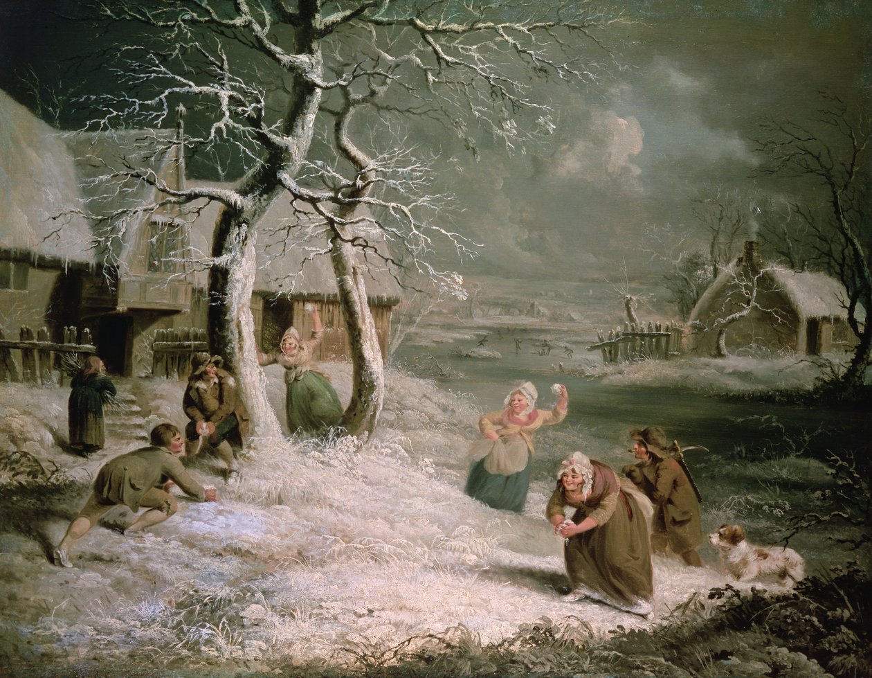 Köylüler Kartopu, c.1790 (tuval üzerine yağlı boya) by James (attr. to) Ward