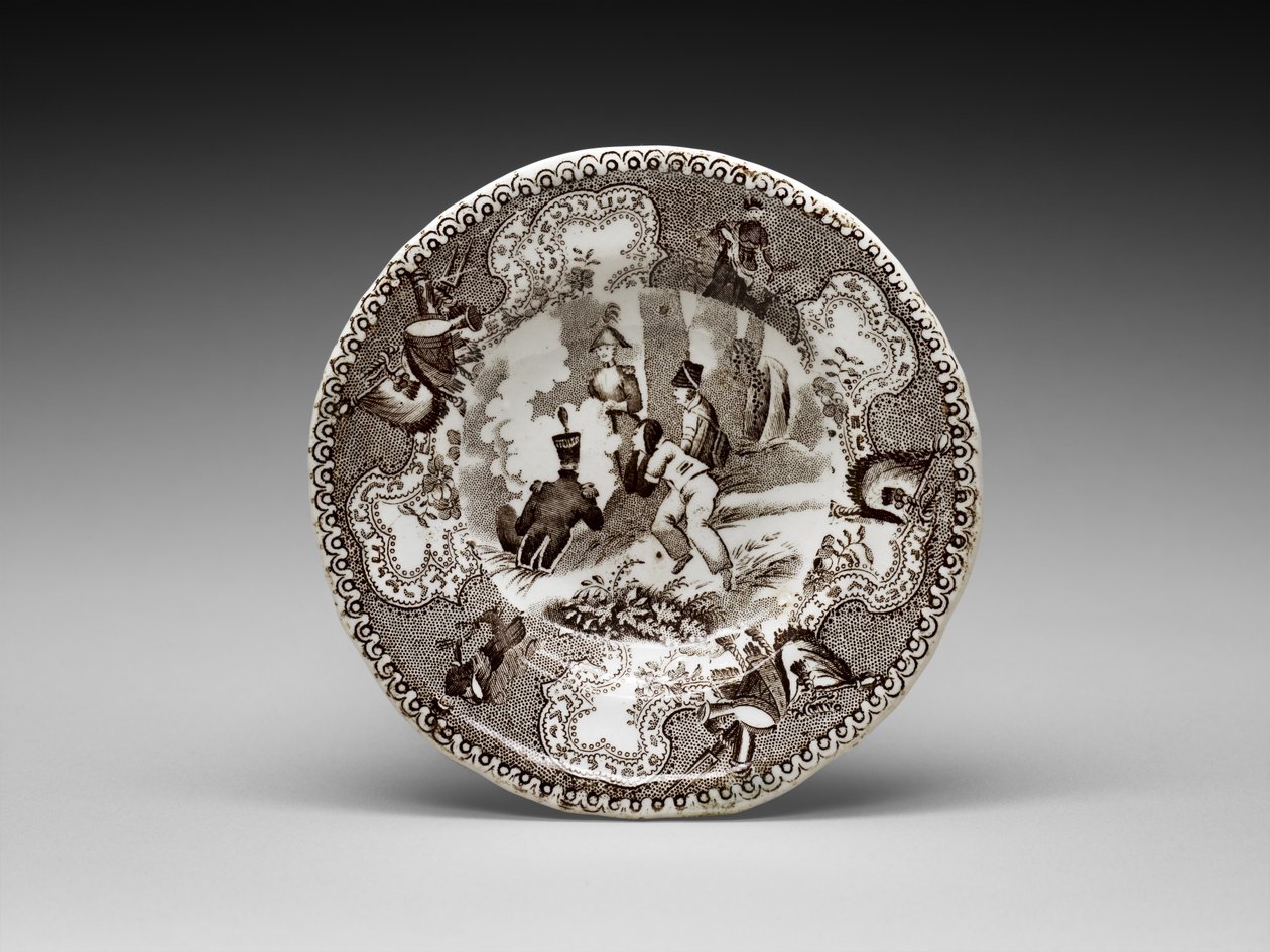 Fincan Tabağı, c. 1837-1856 (aktarma baskılı kurşun sırlı çanak çömlek) by James (attr.to) Beech