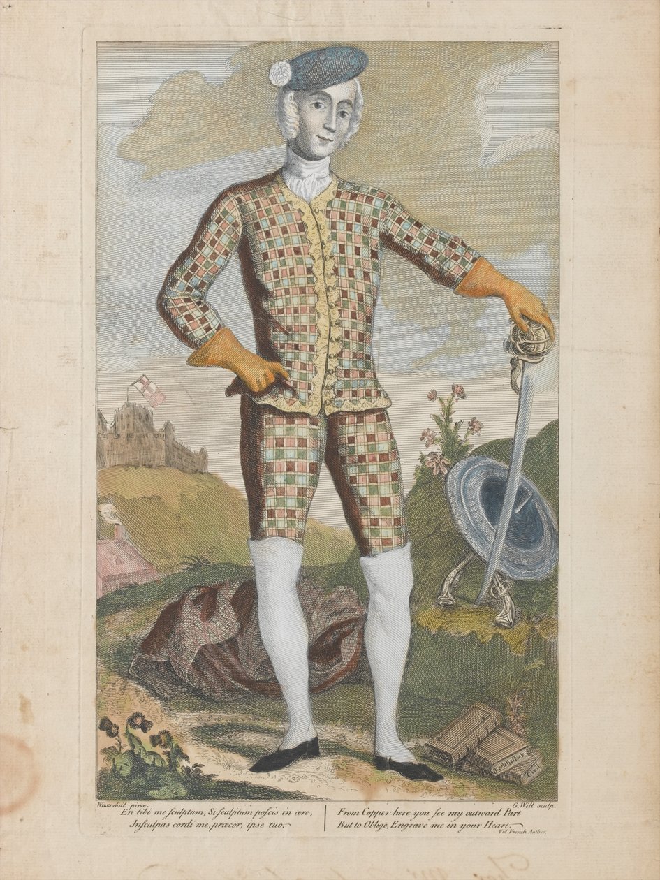 Prens Charles Edward Stuart (renkli gravür) by James (c.1692 1767) (after) Wasdail