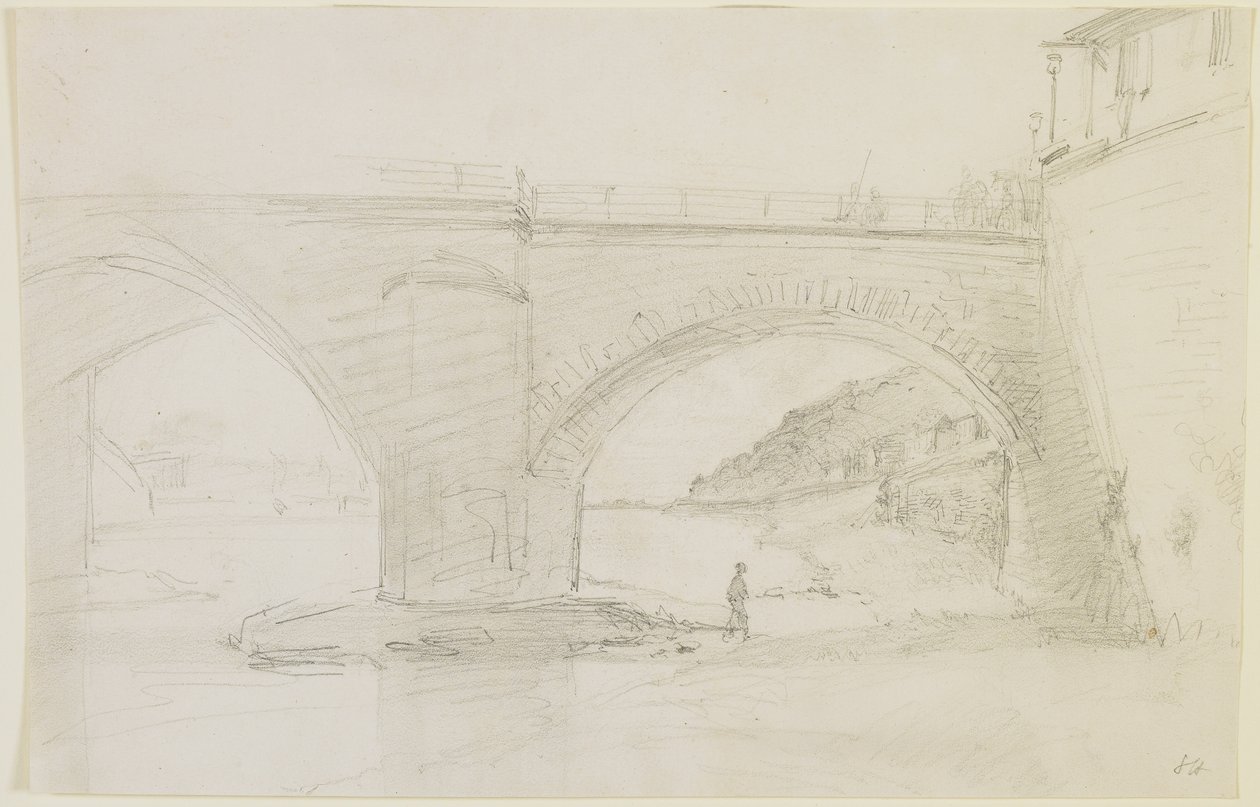 Bir köprü, 1858 (kirli beyaz dokuma kağıt üzerine kurşun kalem) by James Abbott McNeill Whistler