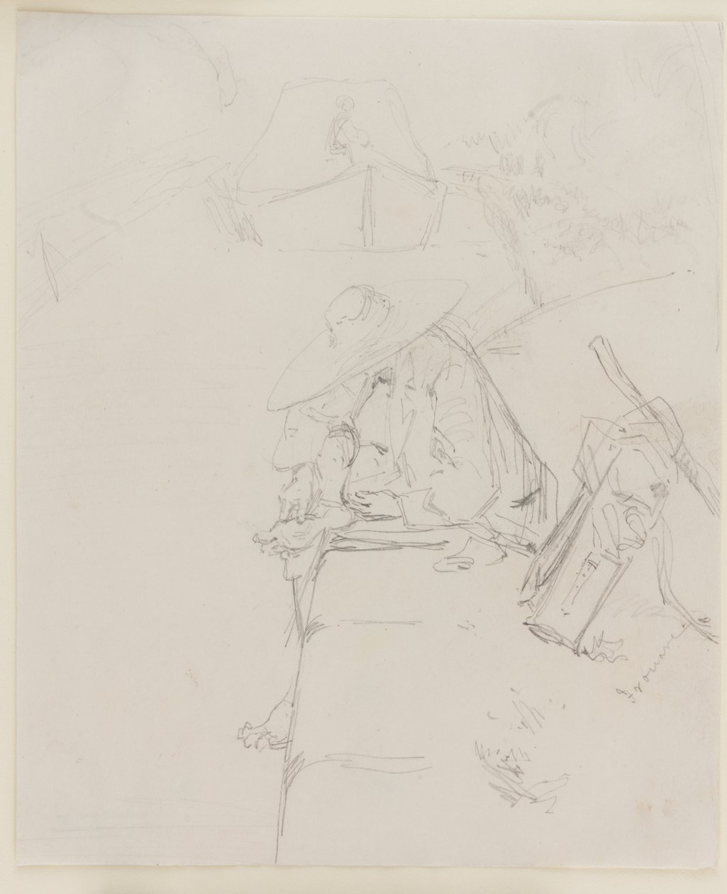 Bir duvarın kenarında oturan bir adam, 1858. by James Abbott McNeill Whistler