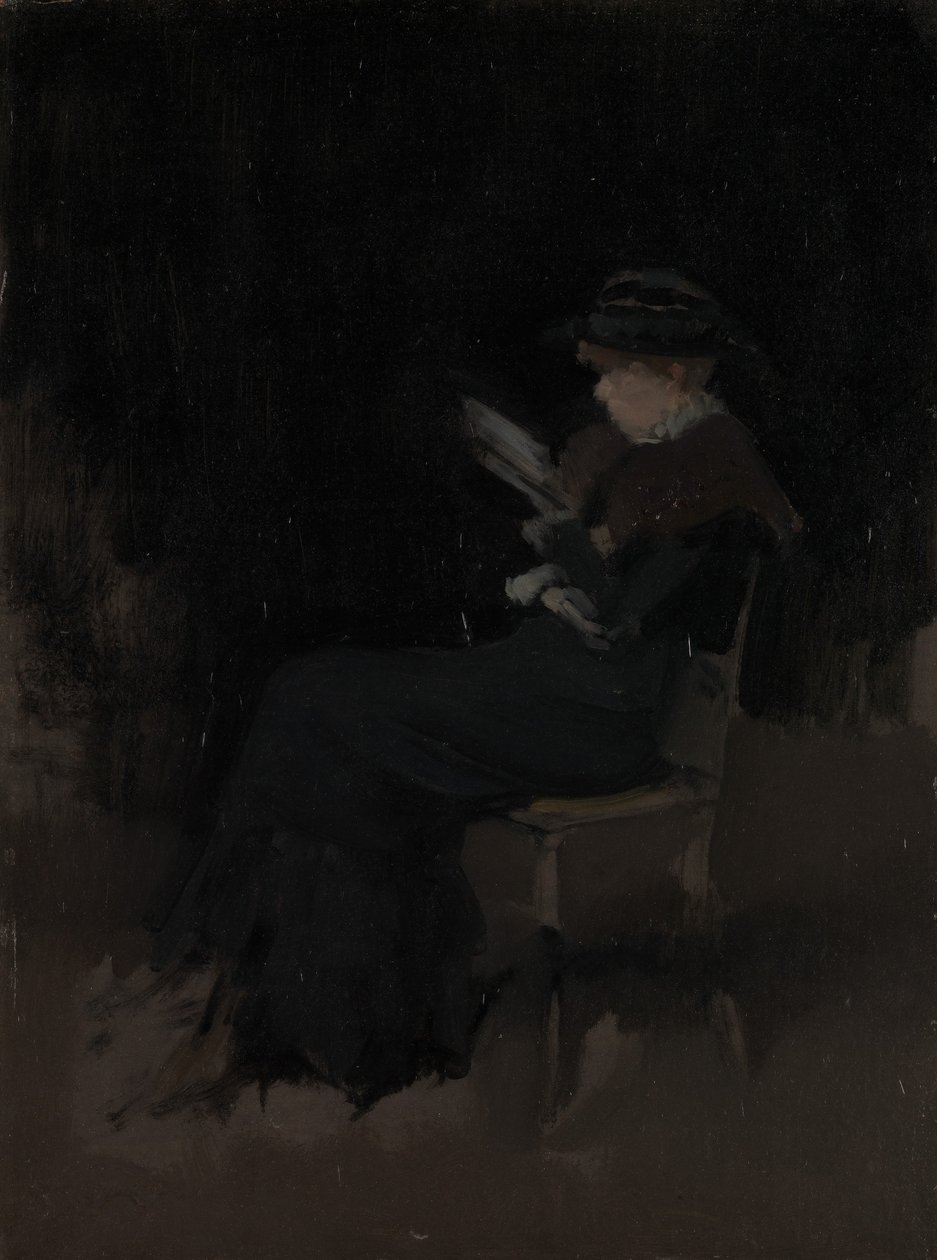 Siyah Düzenleme: Kız Okuma, yakl. 1880-90. by James Abbott McNeill Whistler