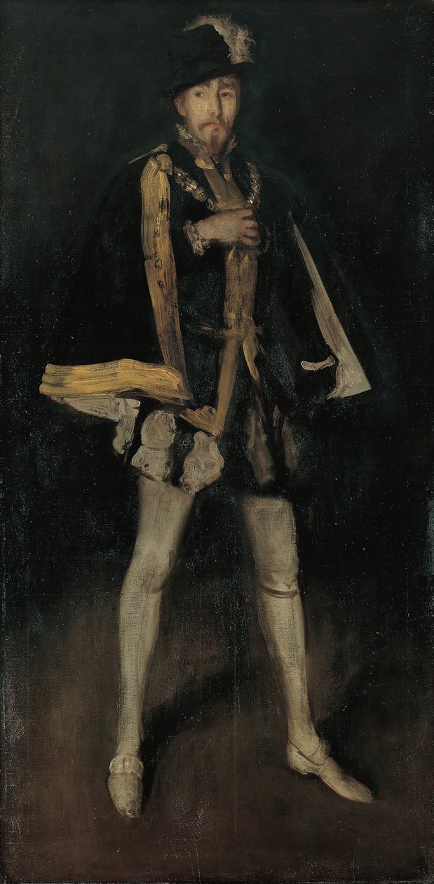 Arrangement in Black, No. 3: İspanya Kralı II. Philip olarak Sir Henry Irving, 1876, 1885 üzerinde yeniden çalıştı. by James Abbott McNeill Whistler