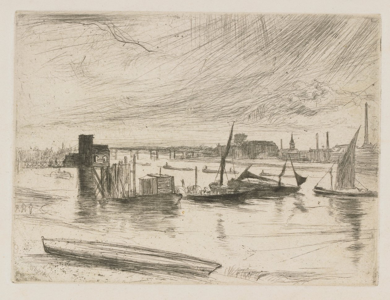 Battersea Dawn Cadogan İskelesi, 1863. by James Abbott McNeill Whistler