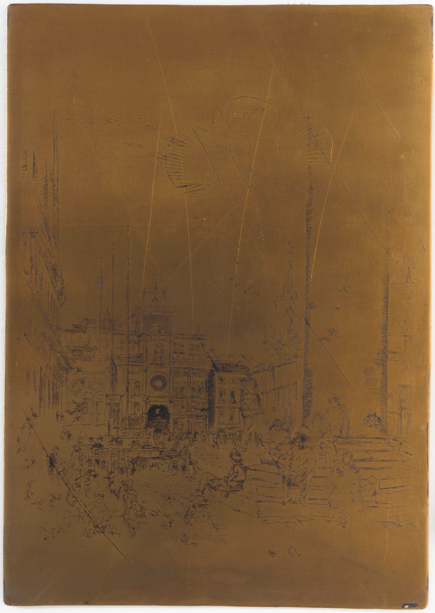 Piazzetta, 1879-1880 için İptal Edilen Baskı Plakası. by James Abbott McNeill Whistler