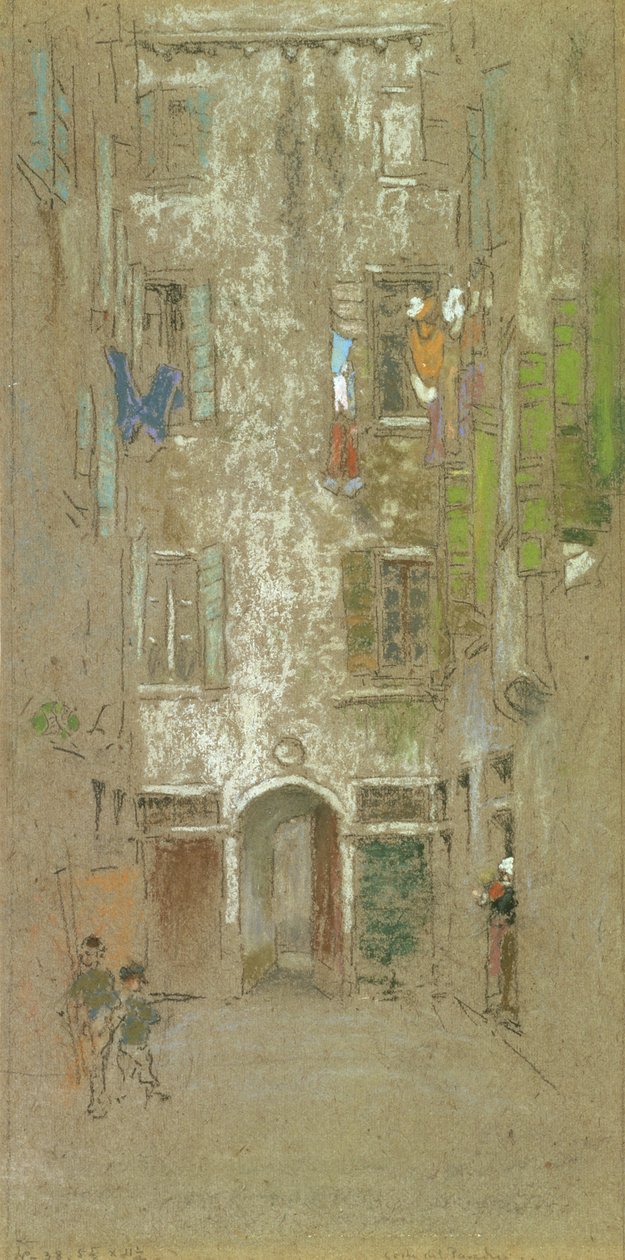 Corte del Paradiso, 1880 (gri kağıt üzerine tebeşir ve pastel) by James Abbott McNeill Whistler