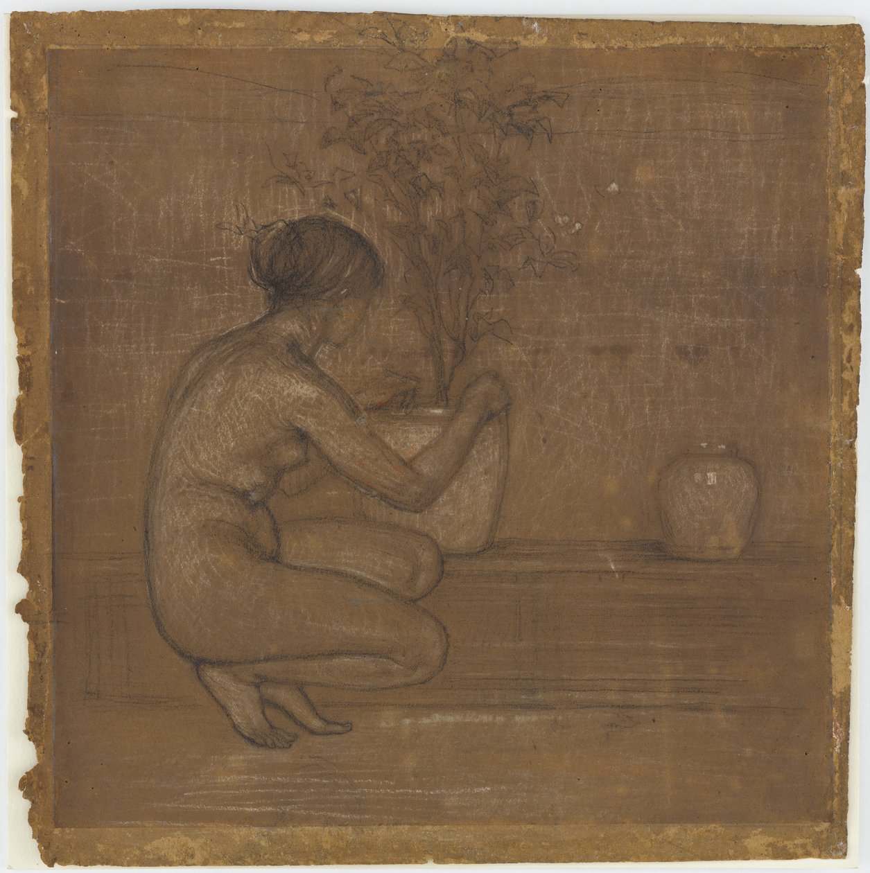 Çömelmiş Şekil. Beyaz Senfoni için Çalışma: Üç Kız, 1869-1870. by James Abbott McNeill Whistler