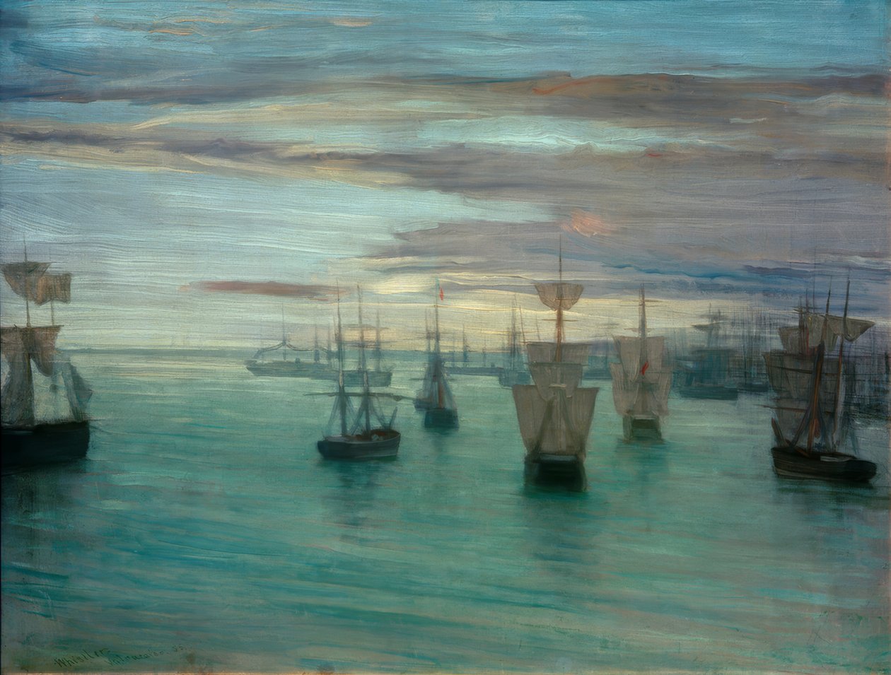 Etin ve yeşilin rengi alacakaranlık: Valparaiso by James Abbott McNeill Whistler