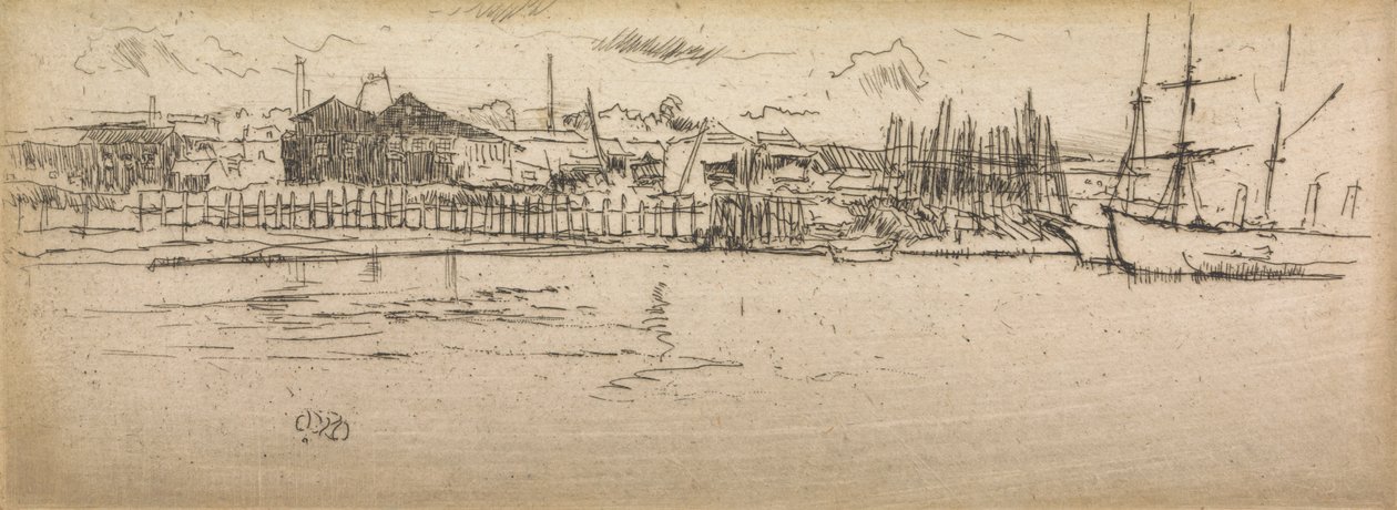 Dry-Dock, Southampton, The Naval Review, 1887 başlıklı on iki gravürden by James Abbott McNeill Whistler