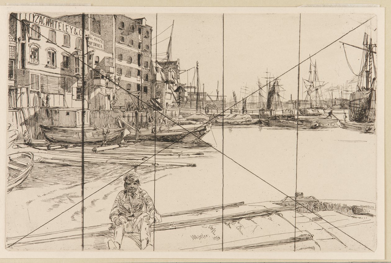 Eagle Wharf Tyzac Whiteley and Co., 1859. by James Abbott McNeill Whistler