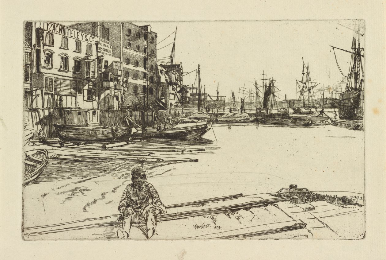 Eagle Wharf Tyzac Whiteley and Co., 1859. by James Abbott McNeill Whistler