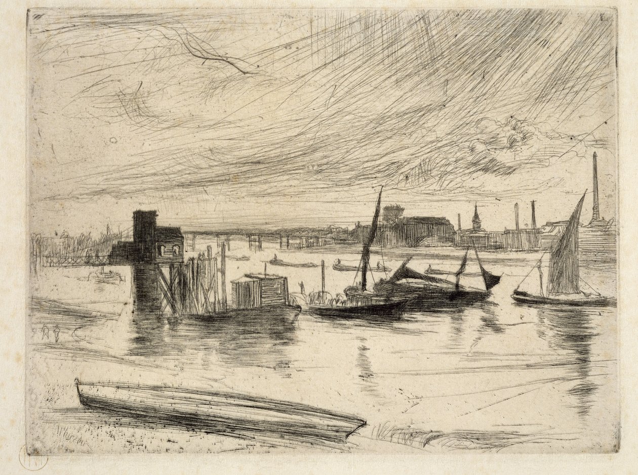 Sabah Erken, Battersea, 1861 (kuru nokta) by James Abbott McNeill Whistler