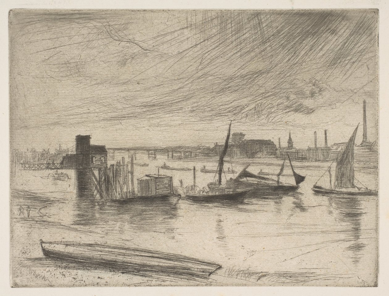Sabah Erken, Battersea Battersea Şafak Cadogan İskelesi, 1861. by James Abbott McNeill Whistler
