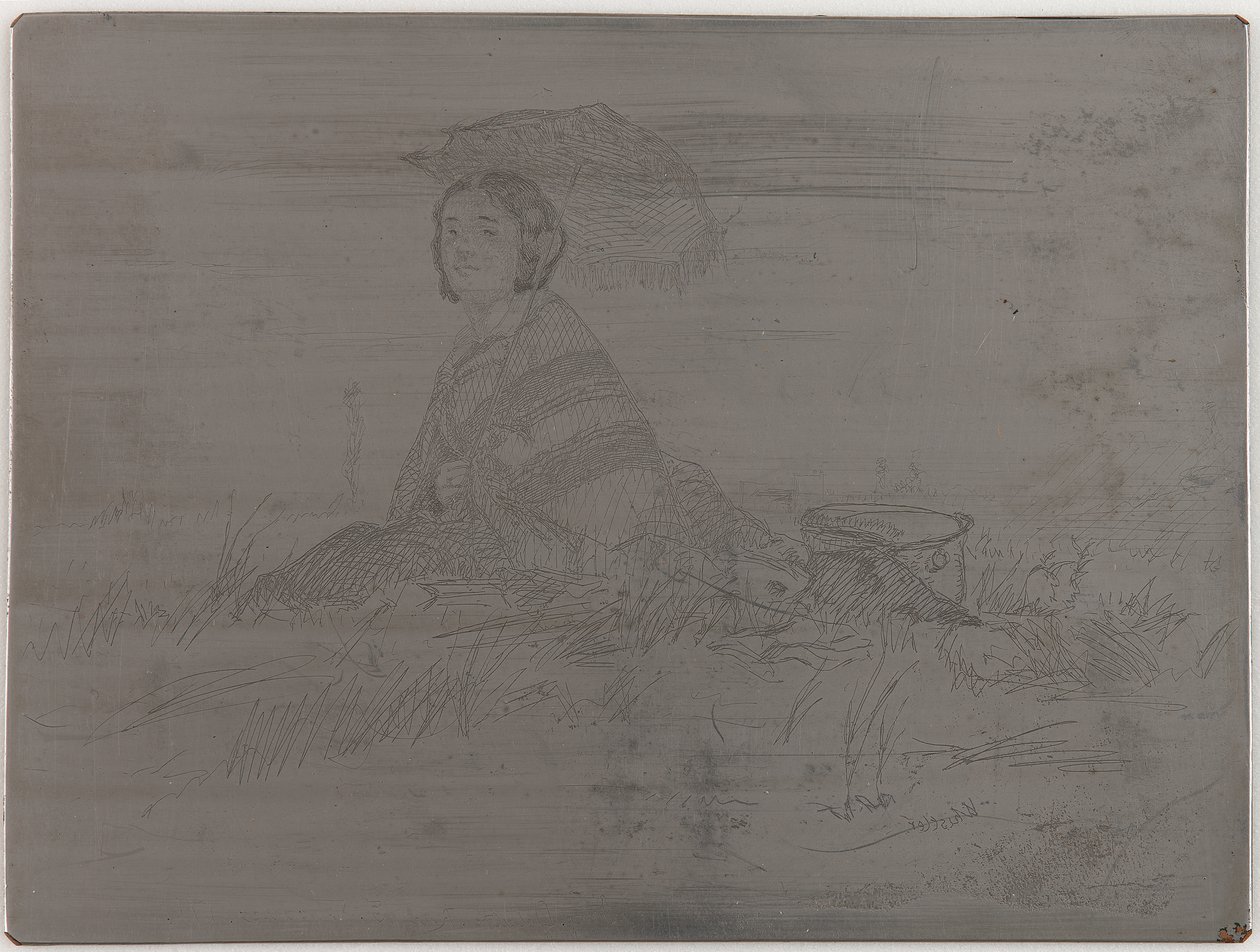 En Plein Soleil. Doğadan On İki Gravürden iptal edilmemiş plaka Fransız Seti, 1858. by James Abbott McNeill Whistler