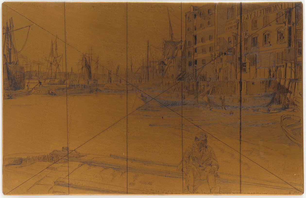 Dağlama plakası: Eagle Wharf Tyzac Whiteley and Co., 1859. by James Abbott McNeill Whistler