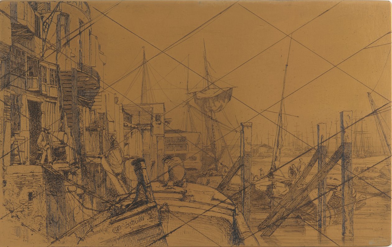 Dağlama plakası: Limehouse, 1859. by James Abbott McNeill Whistler