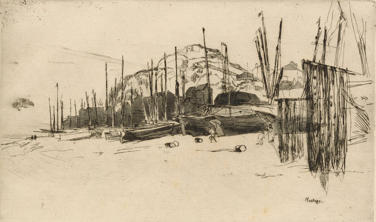 Balıkçı Tekneleri, Hastings, 1877. by James Abbott McNeill Whistler