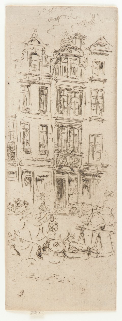 Çiçek Pazarı, Brüksel, 1887. by James Abbott McNeill Whistler