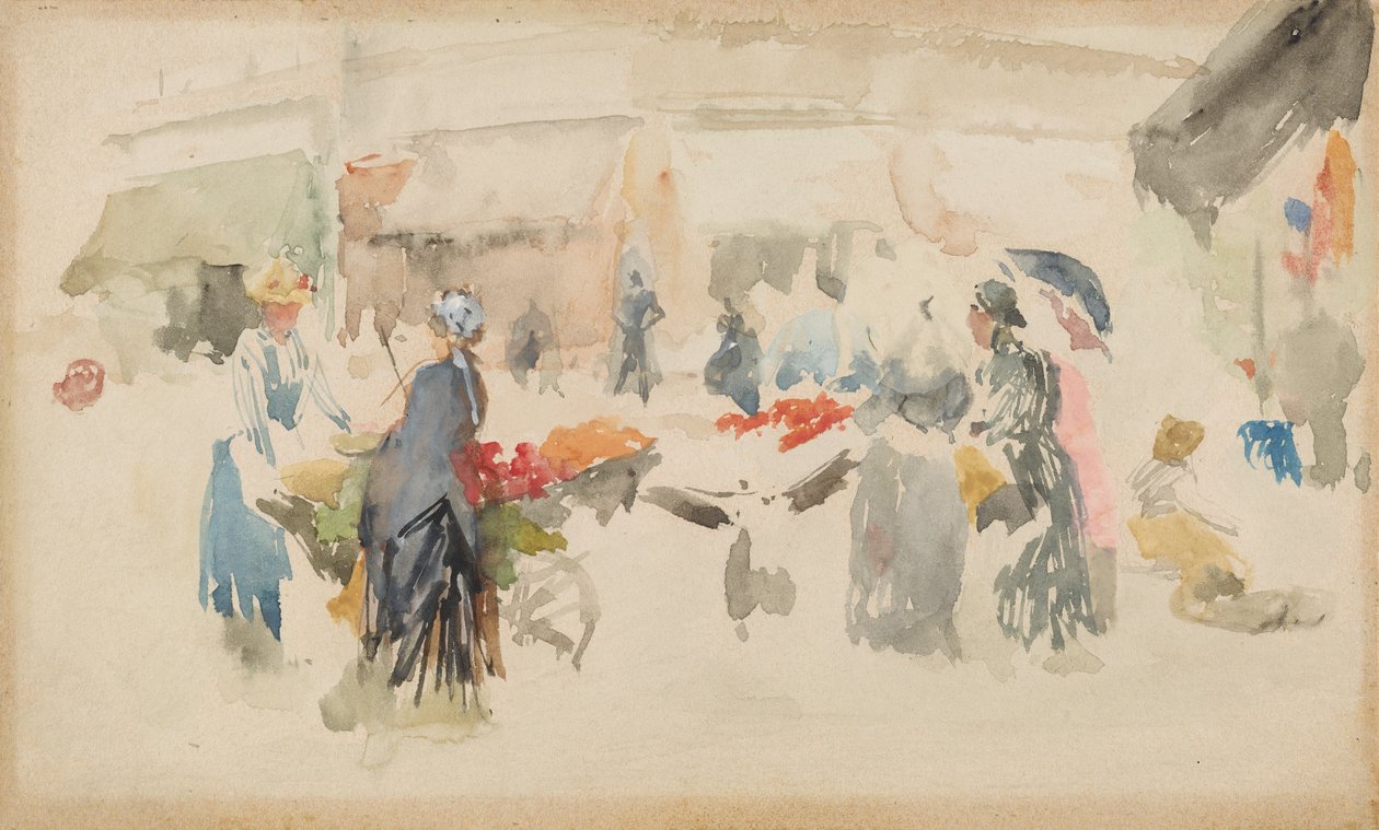 Çiçek Pazarı: Dieppe, 1885. by James Abbott McNeill Whistler