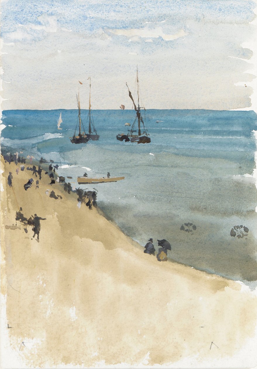 Yeşil ve Gümüş - Parlak Deniz, Dieppe, c.1883-85 (kağıt üzerine suluboya ve guaj boya) by James Abbott McNeill Whistler