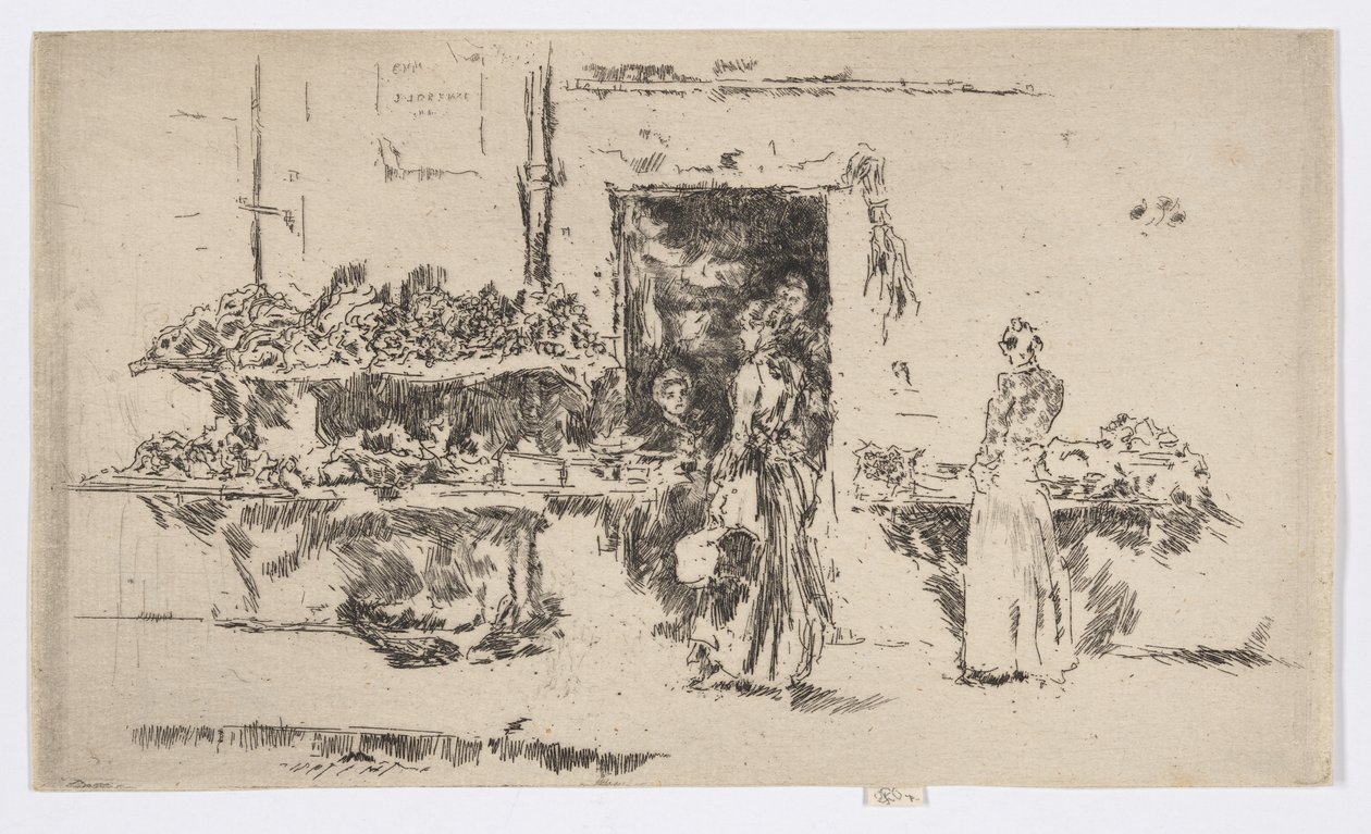 Manav Dükkanı, Paris, c.1892-93 (gravür; kağıt üzerine mürekkep) by James Abbott McNeill Whistler