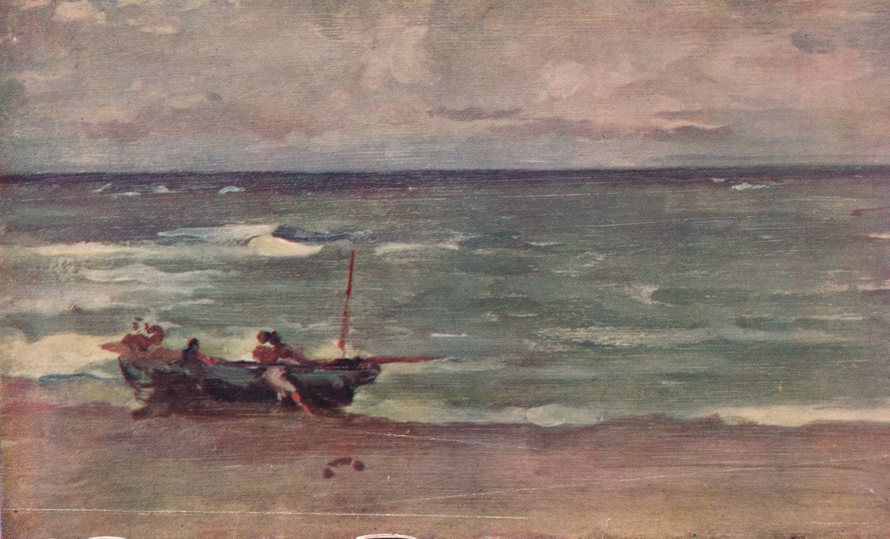 Mavi ve Gümüşte Uyum: Teknede Sahile Çıkmak, Etretat, c1897 by James Abbott McNeill Whistler