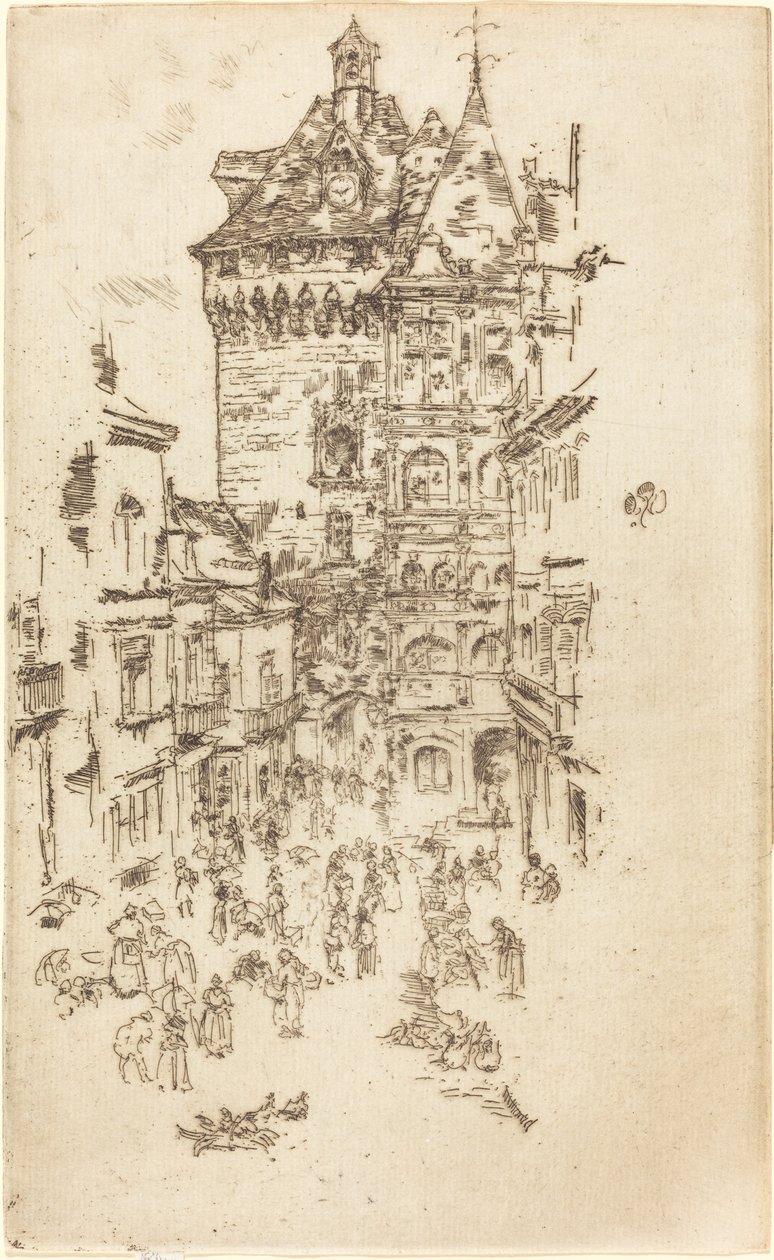 Hotel de Ville, Loches, 1888. by James Abbott McNeill Whistler