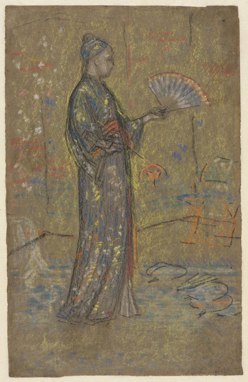 Bir Yelpazeyi Boyayan Japon Kadın, 1872 dolayları (siyah tebeşir ve pastel) by James Abbott McNeill Whistler