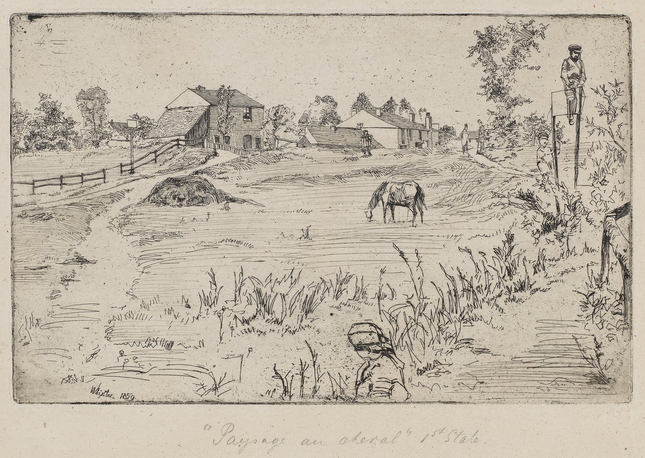 Atlı Manzara (Çayır) 1859 (kağıt üzerine gravür) by James Abbott McNeill Whistler