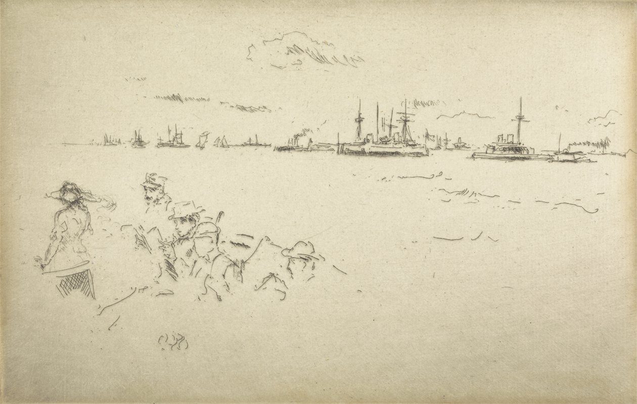 The Naval Review, 1887 başlıklı on iki gravürden oluşan monitörler by James Abbott McNeill Whistler