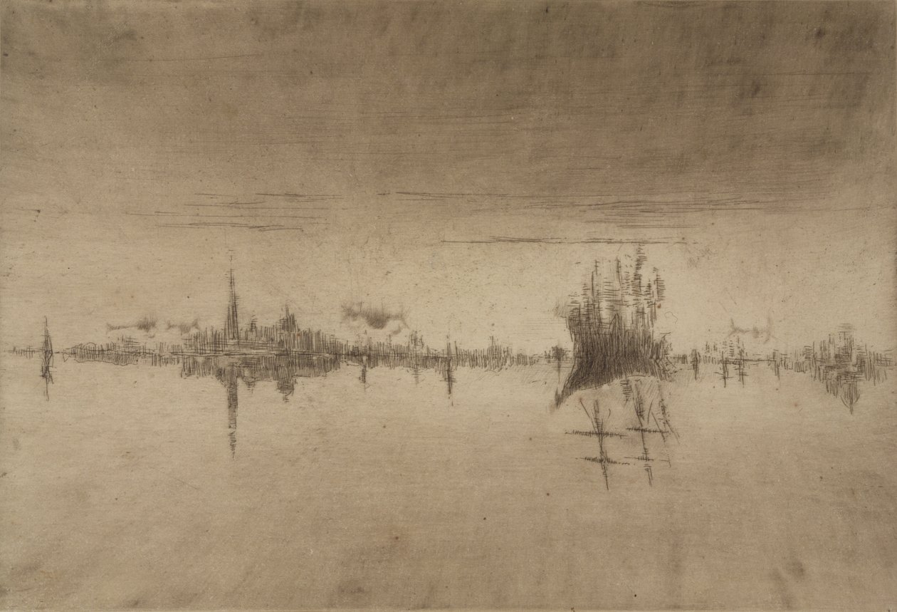 Nocturne, 1879-80 (aşındırma ve kuru nokta) by James Abbott McNeill Whistler