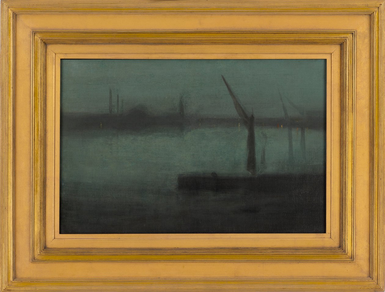 Gece: Mavi ve Gümüş -- Battersea Reach, 1870-1875. by James Abbott McNeill Whistler