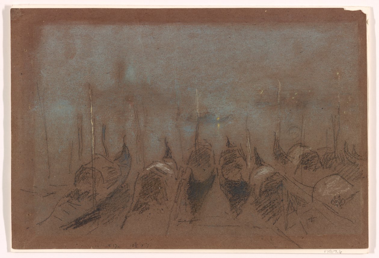 Nocturne, San Giorgio, 1880 (gri-kahverengi kağıt üzerine tebeşir) by James Abbott McNeill Whistler