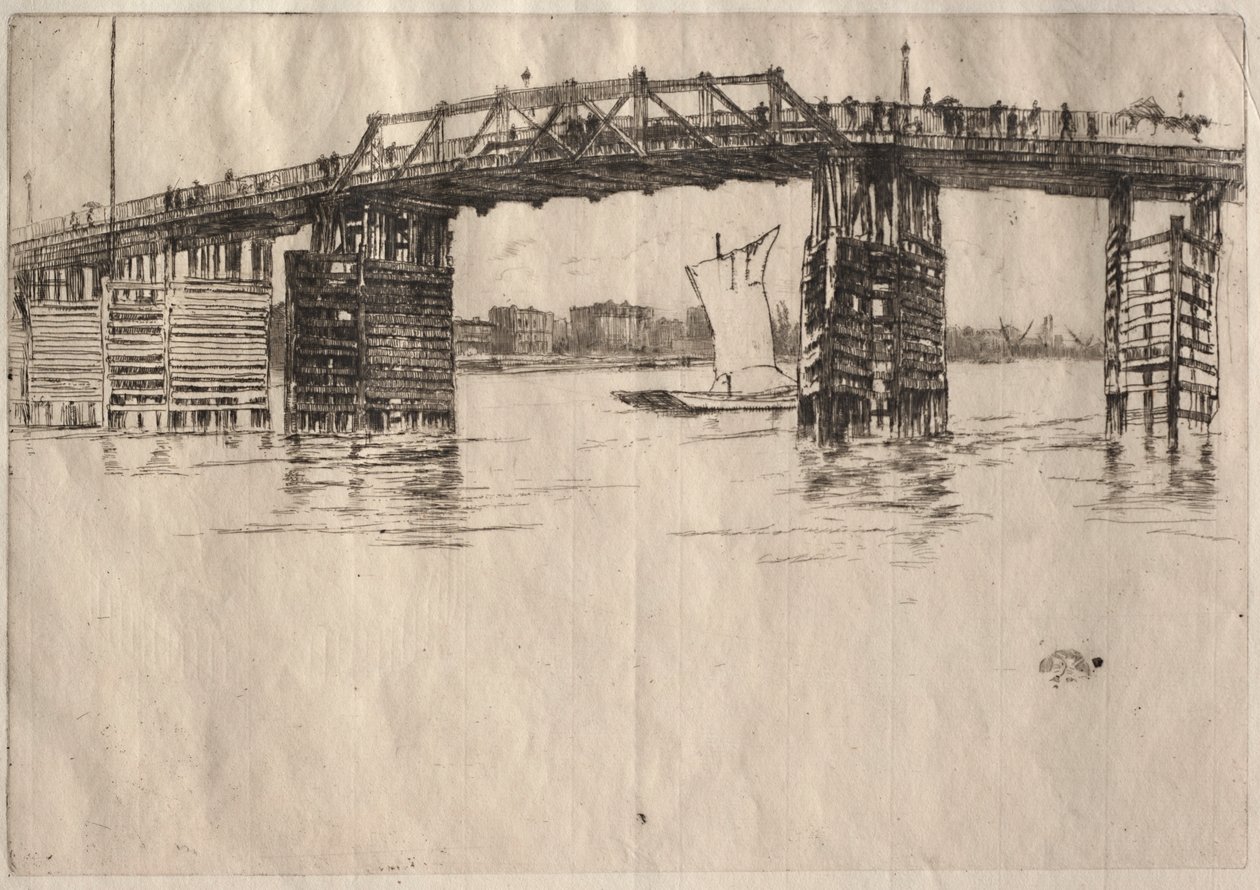 Eski Battersea Köprüsü. by James Abbott McNeill Whistler