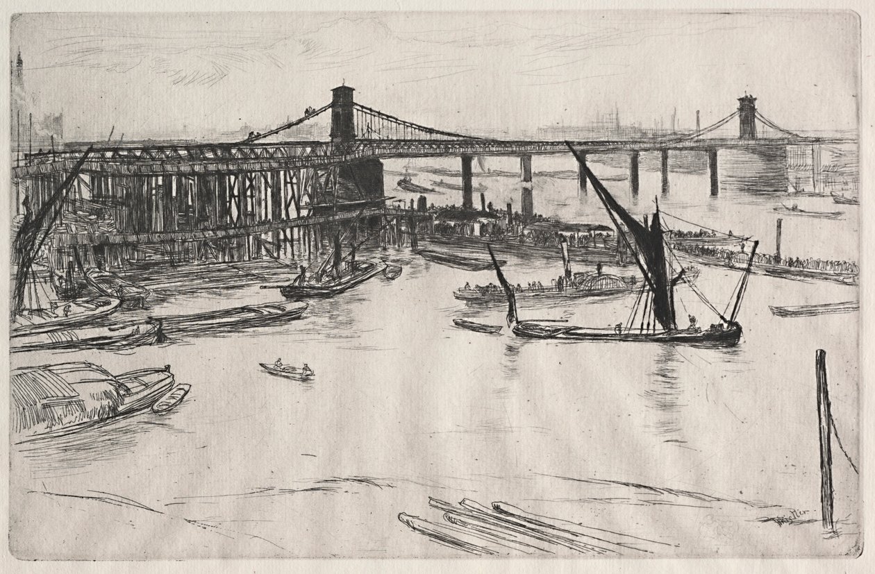 Eski Hungerford Köprüsü. by James Abbott McNeill Whistler