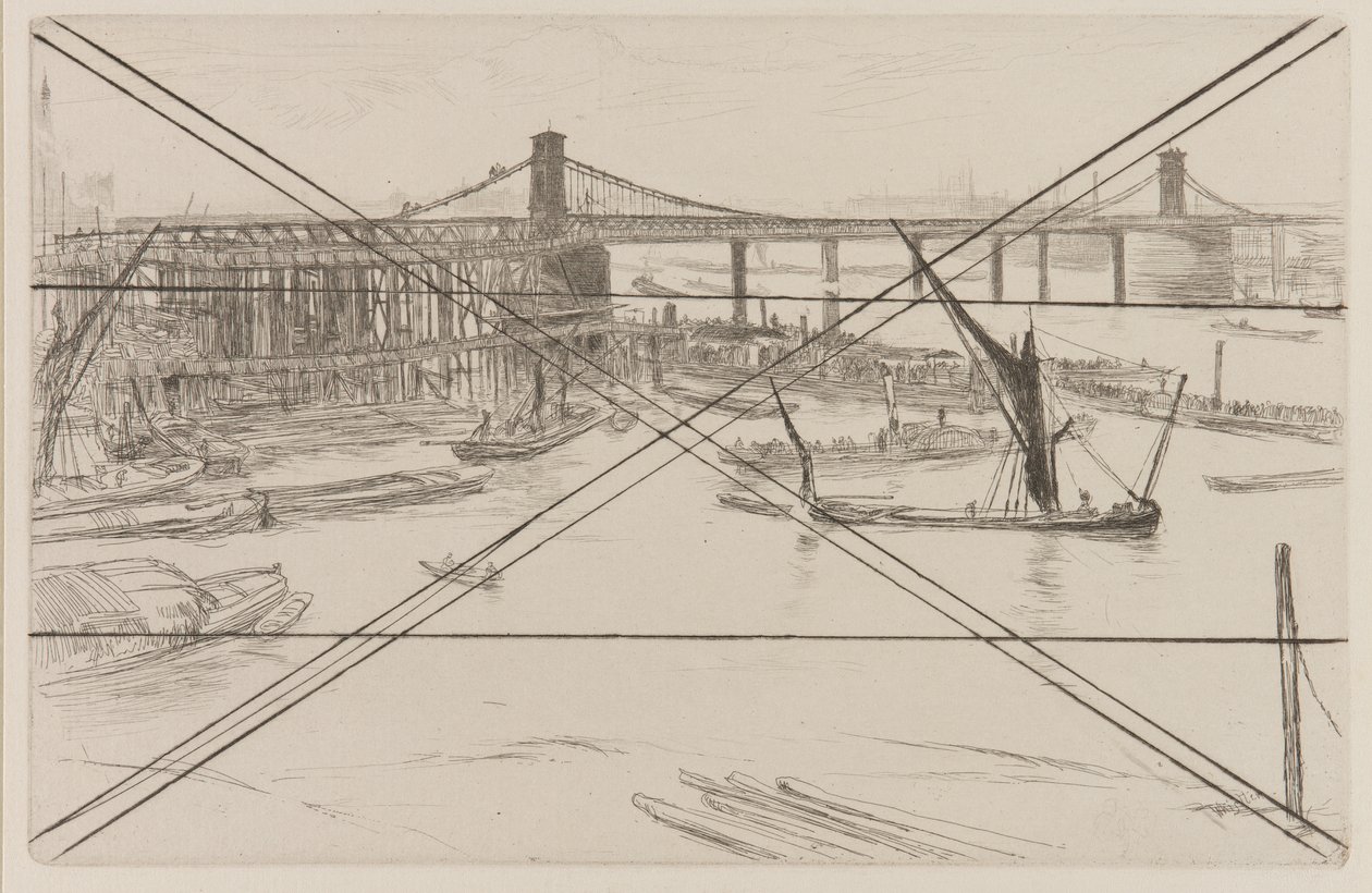 Eski Hungerford Köprüsü, 1861. by James Abbott McNeill Whistler