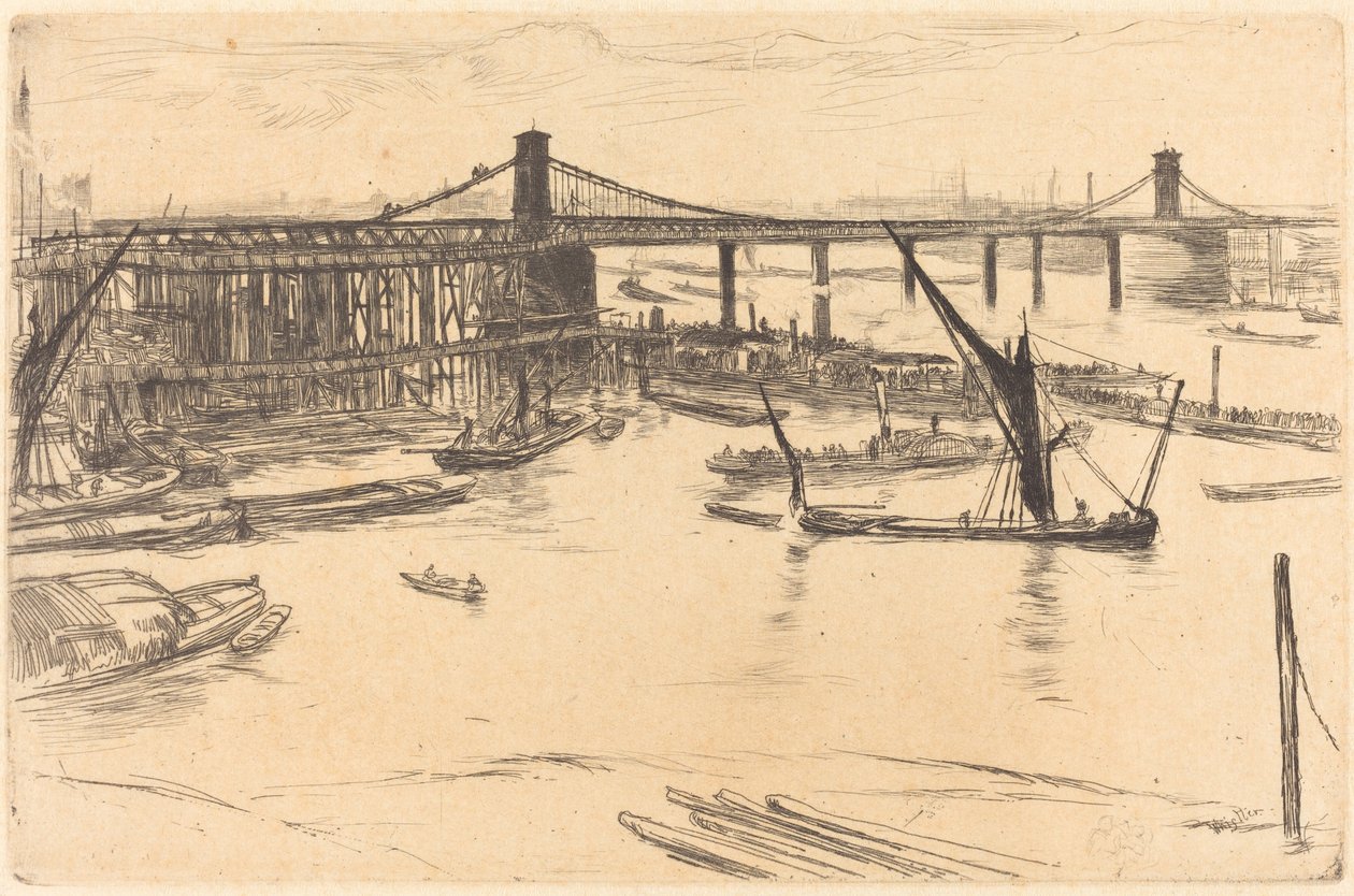 Eski Hungerford Köprüsü, 1861. by James Abbott McNeill Whistler
