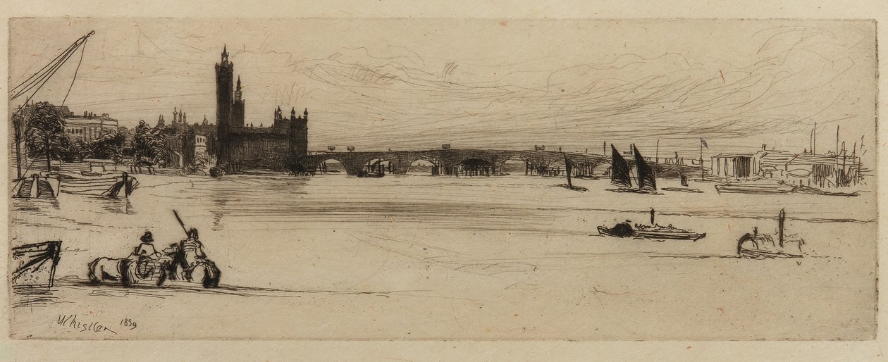 Eski Westminster Köprüsü, 1859. by James Abbott McNeill Whistler