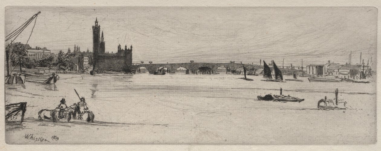 Eski Westminster Köprüsü, 1859. by James Abbott McNeill Whistler