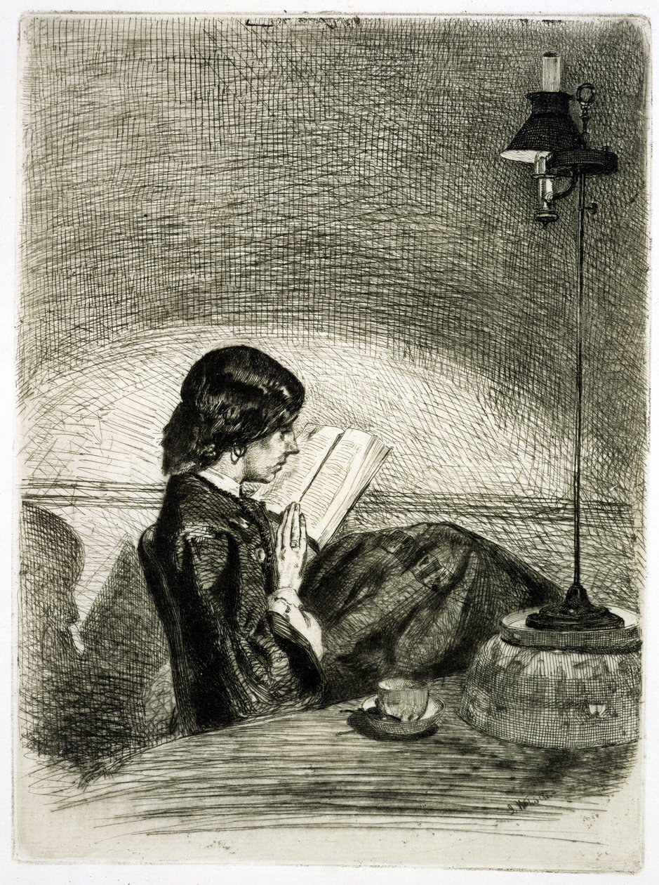Lamplight tarafından okuma, 1858 by James Abbott McNeill Whistler