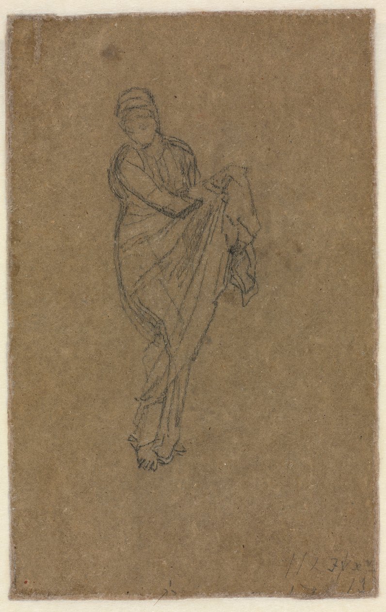 Elbisesini Tutan Ayakta Duran Kadın verso, c. 1872. by James Abbott McNeill Whistler