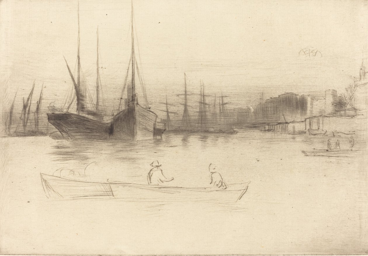 Kuleden çıkan vapurlar, 1875. by James Abbott McNeill Whistler