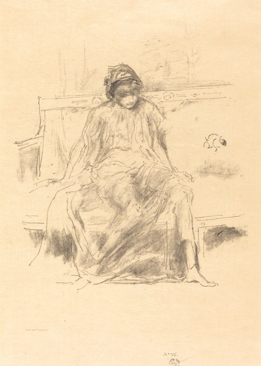 Draped Figür, Oturan, 1893. by James Abbott McNeill Whistler