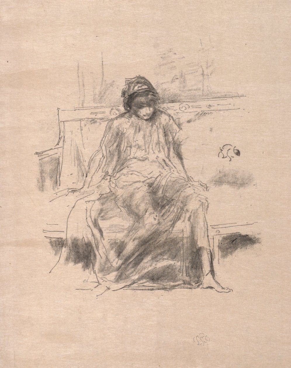 Oturan Draped Figür, 1893. by James Abbott McNeill Whistler
