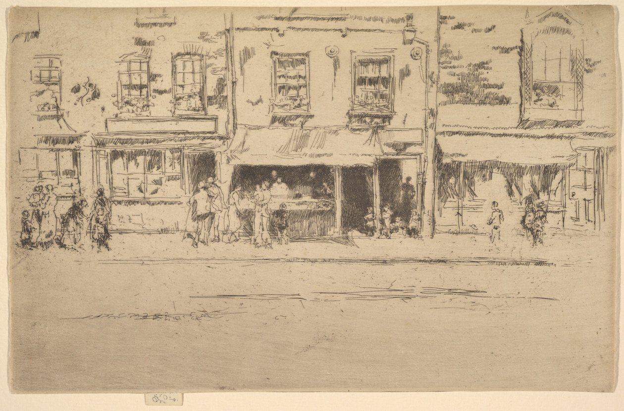 Balık Dükkanı, Meşgul Chelsea Balık Dükkanı, Chelsea, 1886-87. by James Abbott McNeill Whistler