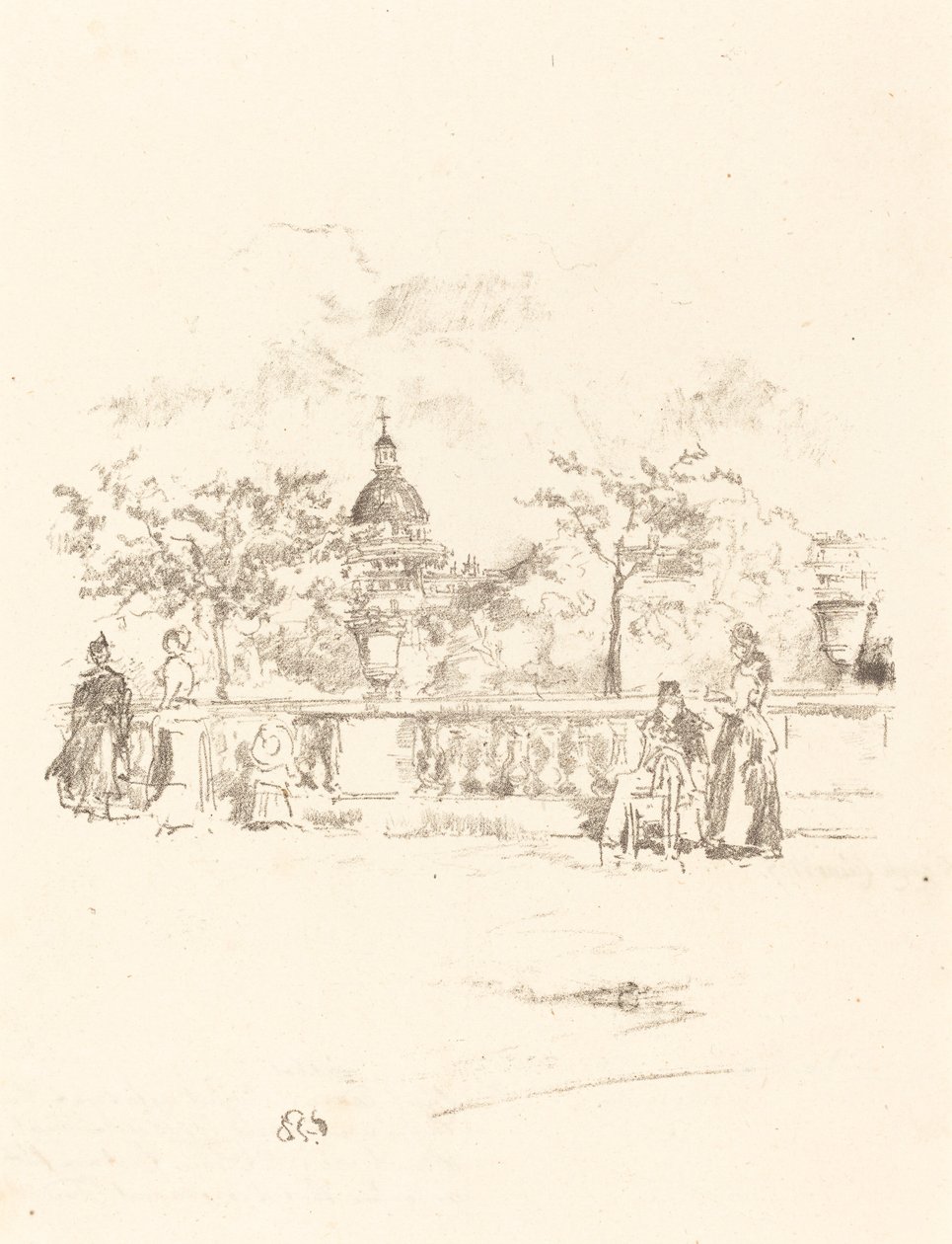 Pantheon, Lüksemburg Bahçeleri Terasından, 1893. by James Abbott McNeill Whistler